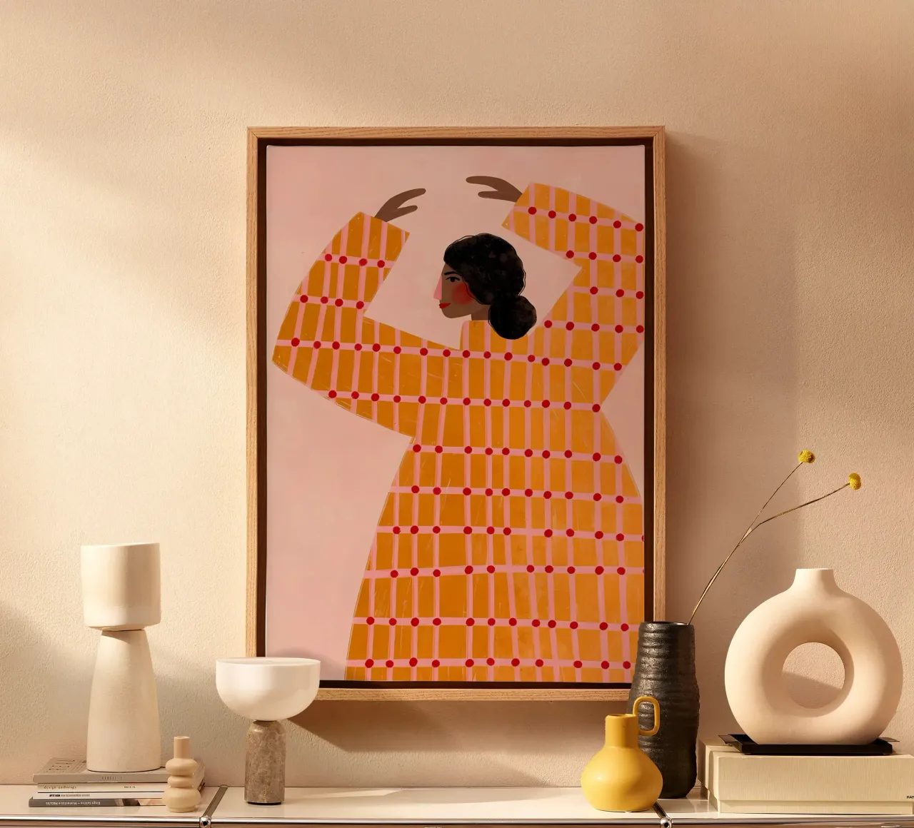 geometrisch patroon raster canvas met Baklijst van Louis Butler