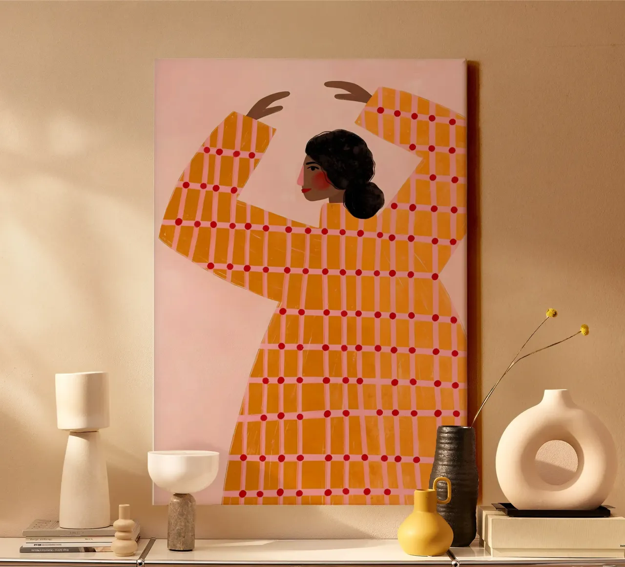 geometrisch patroon raster canvas met Baklijst van Louis Butler