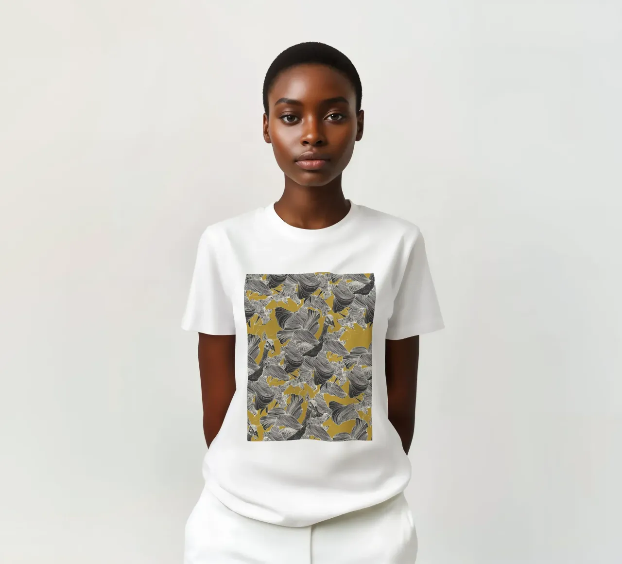 peacocks gold t-shirt by Giulio Iurissevich