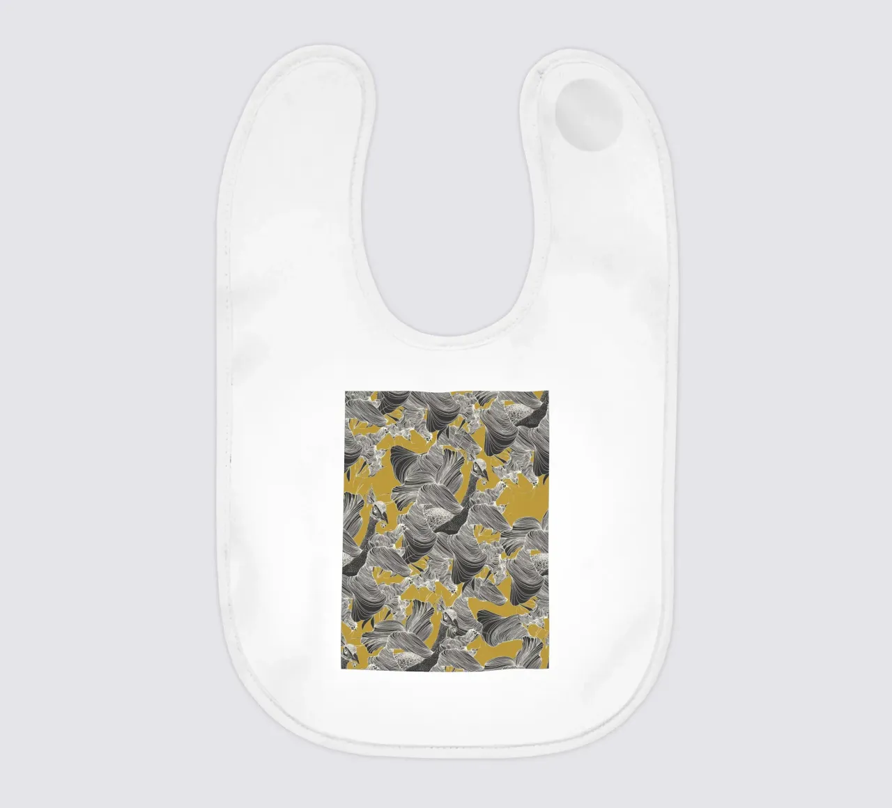 peacocks gold baby bib by Giulio Iurissevich