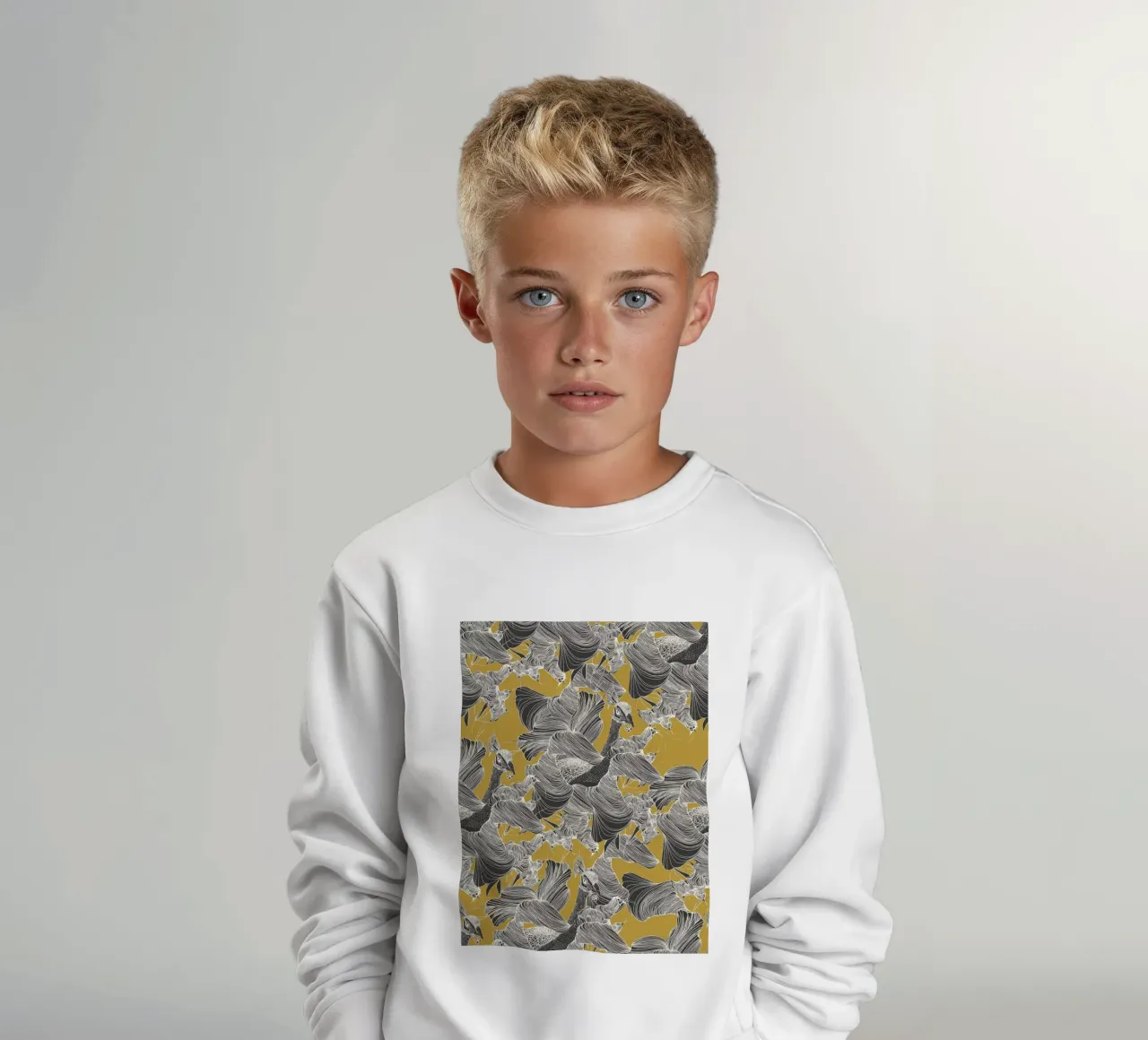 peacocks gold kids sweatshirt by Giulio Iurissevich