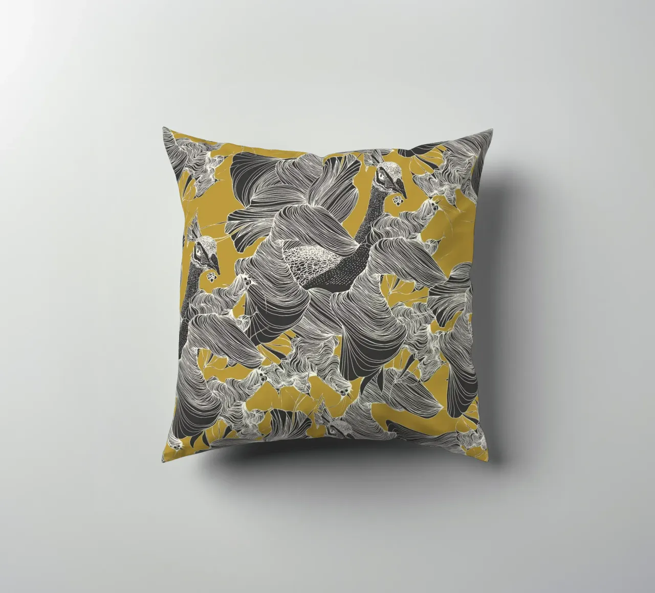 peacocks gold decorative cushion by Giulio Iurissevich
