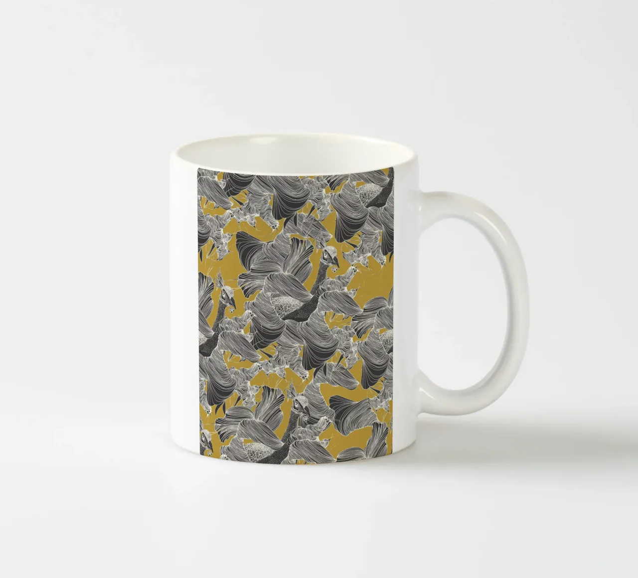 Pfaue Gold Keramik Tasse von Giulio Iurissevich