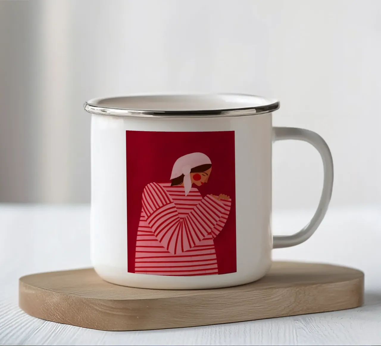 strisce rosso rosa tazza in smalto da Louis Butler