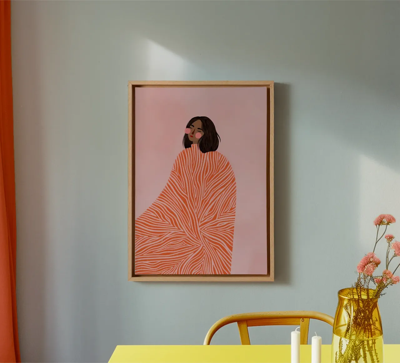 abstract blanket stripes canvas met Baklijst van Louis Butler