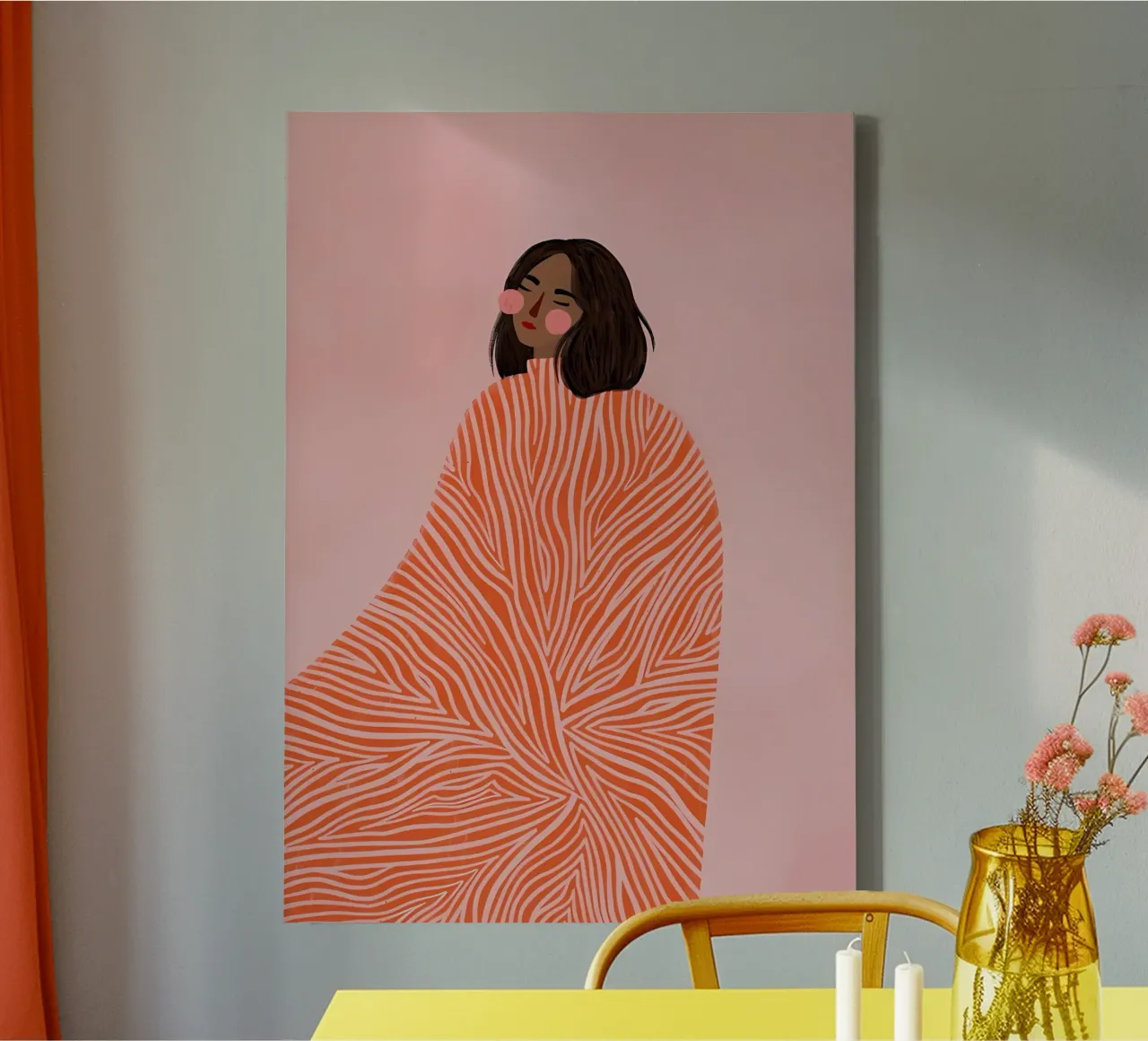 abstract blanket stripes canvas met Baklijst van Louis Butler