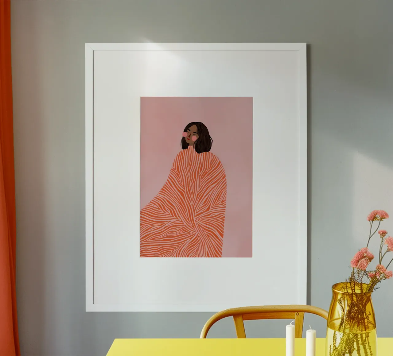 coperta astratta a righe poster con telaio in plastica da Louis Butler