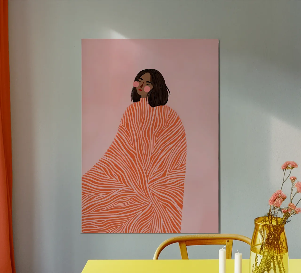 coperta astratta a righe poster con telaio in plastica da Louis Butler