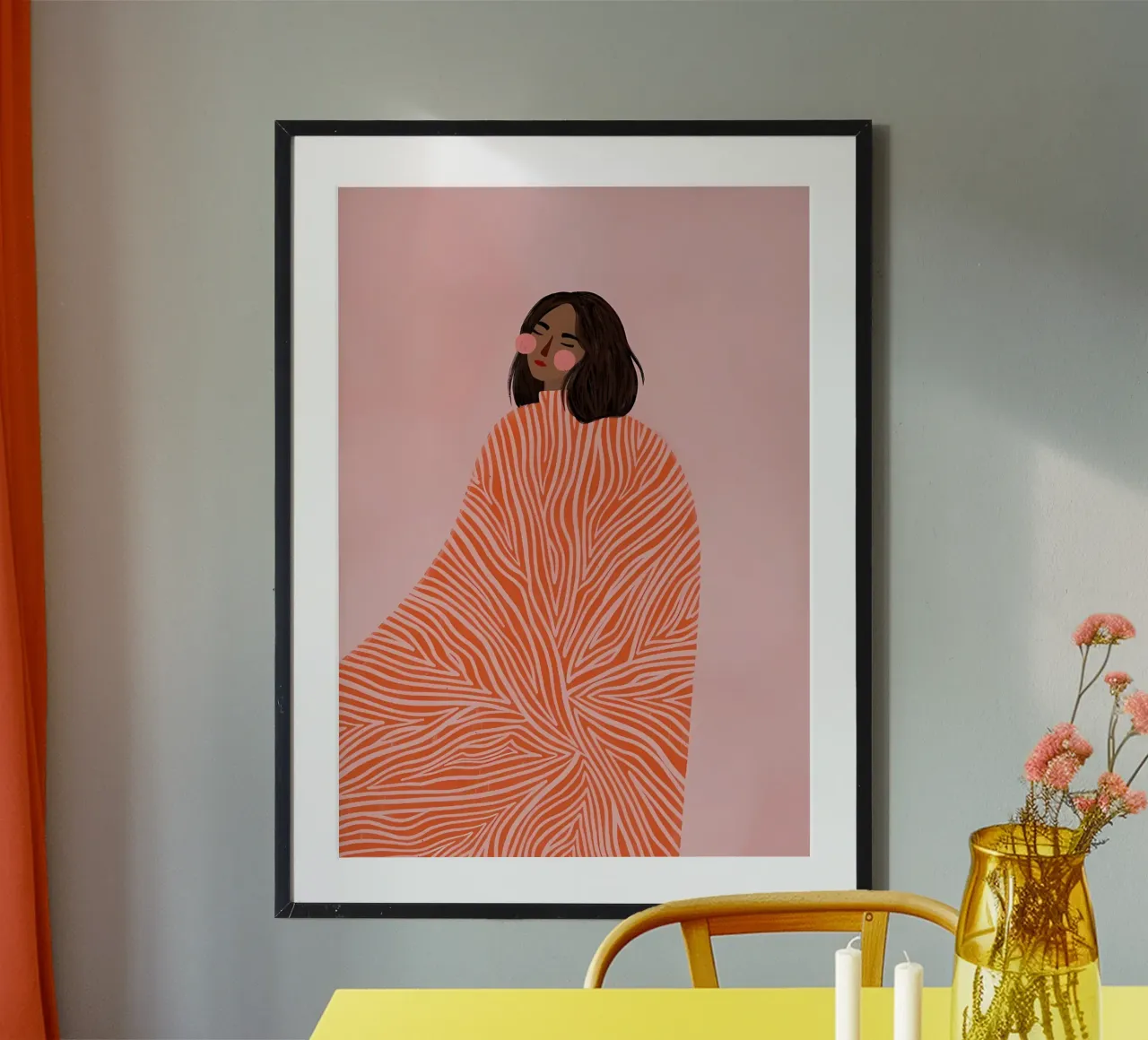 coperta astratta a righe poster con telaio in plastica da Louis Butler