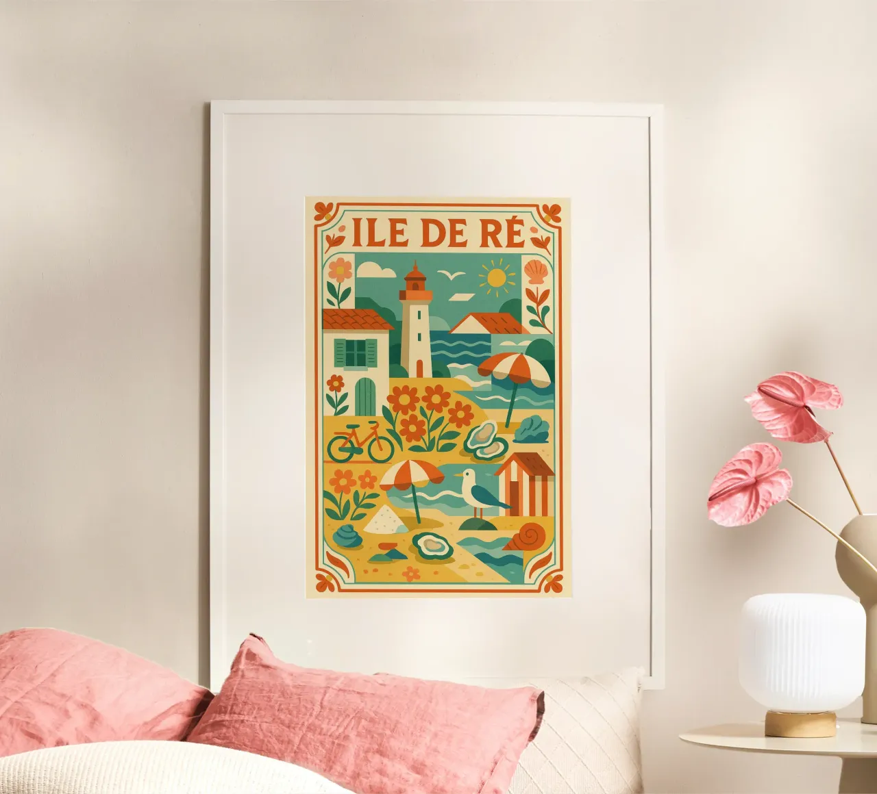 ILE DE RÉ - Lo spirito floreale dell'Atlantico poster con telaio in legno da JETLAG | affiches voyage