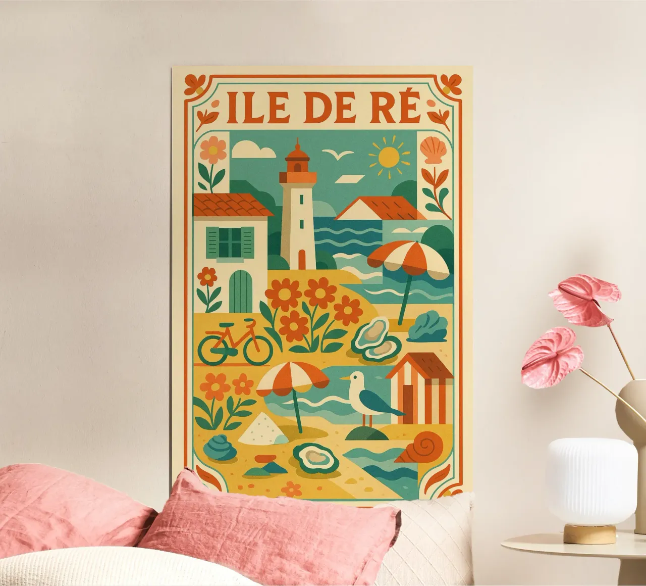 ILE DE RÉ - Lo spirito floreale dell'Atlantico poster con telaio in legno da JETLAG | affiches voyage