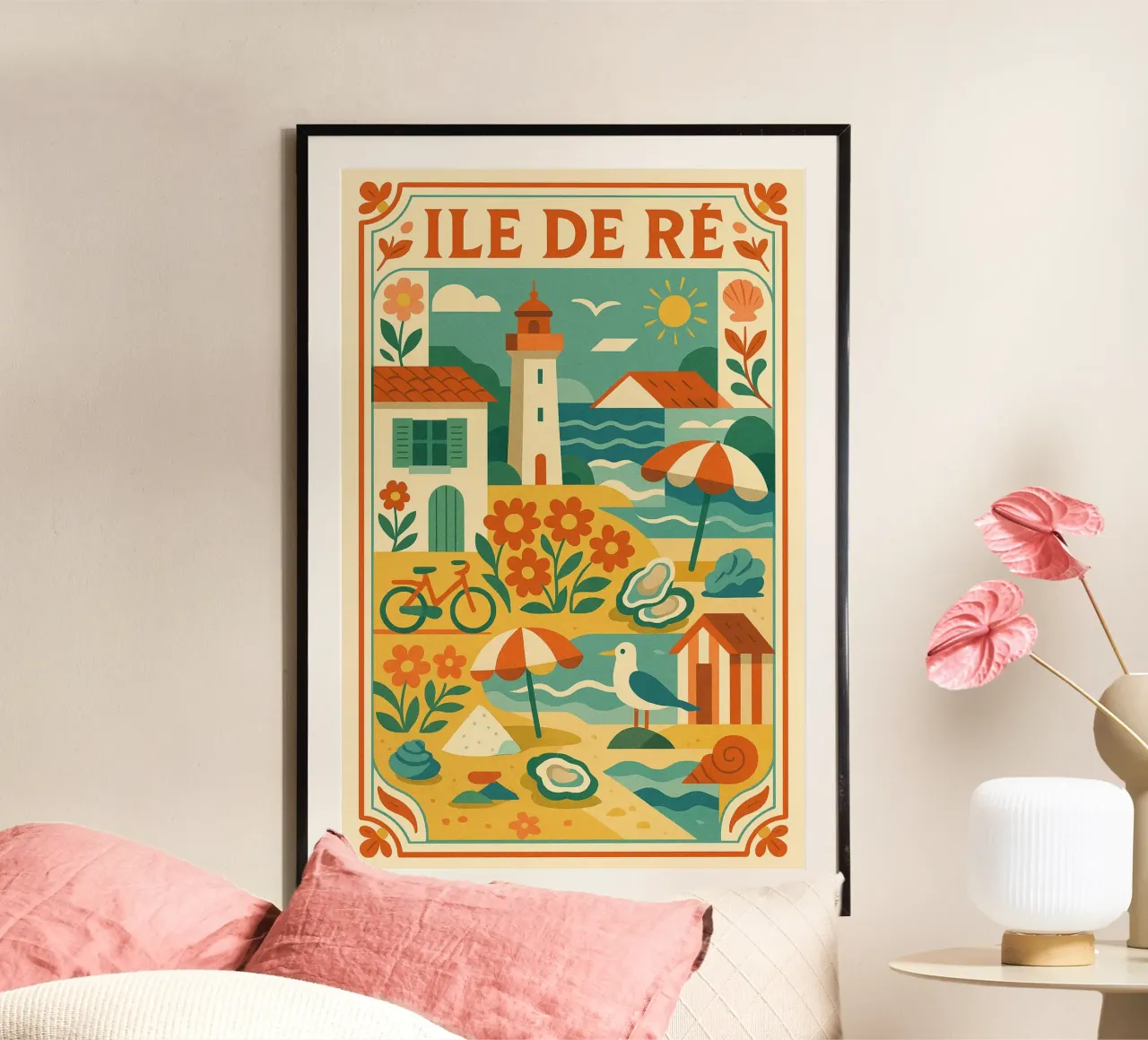 ILE DE RÉ - Lo spirito floreale dell'Atlantico poster con telaio in legno da JETLAG | affiches voyage