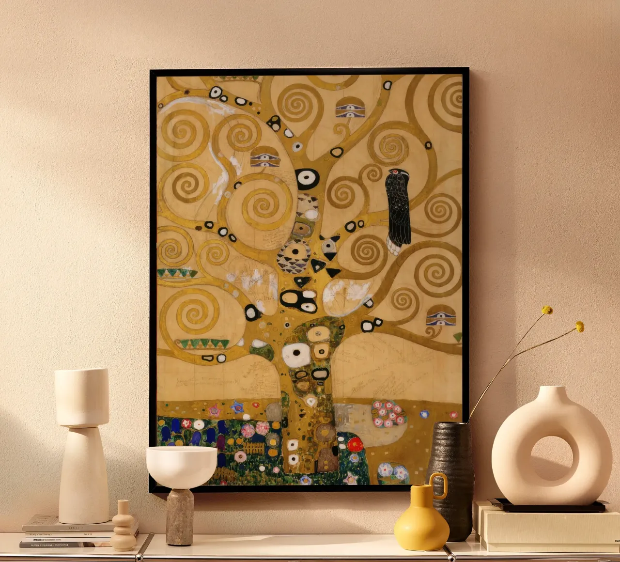 L'albero della vita sezione centrale (particolare) - Gustav Klimt poster con telaio in legno da Roy Terrell