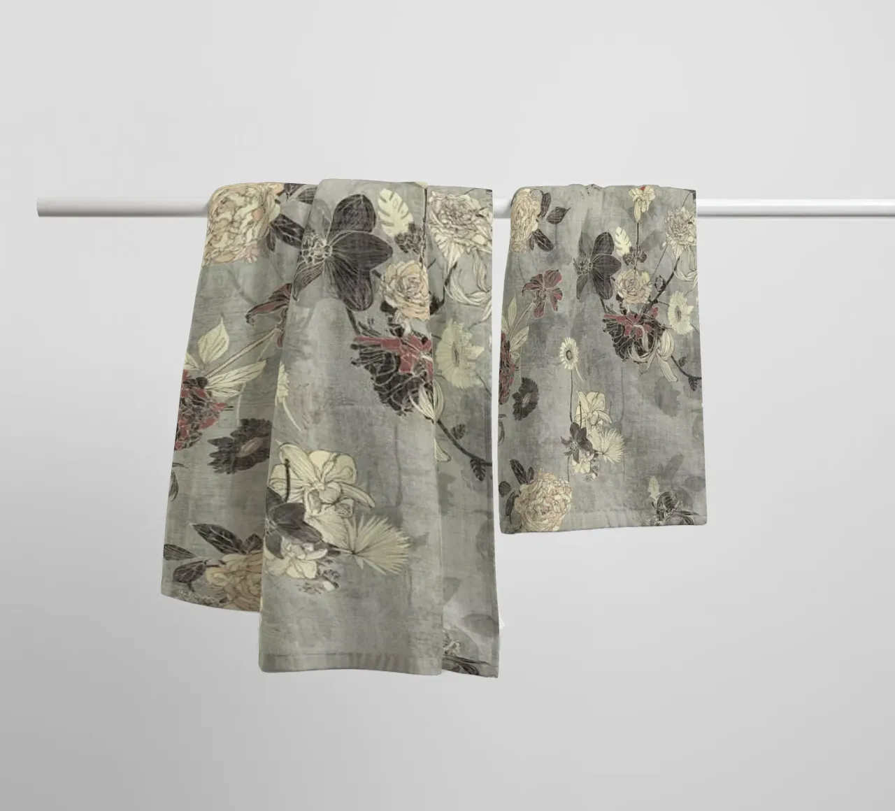 oriente crème grijs badhanddoek van Giulio Iurissevich