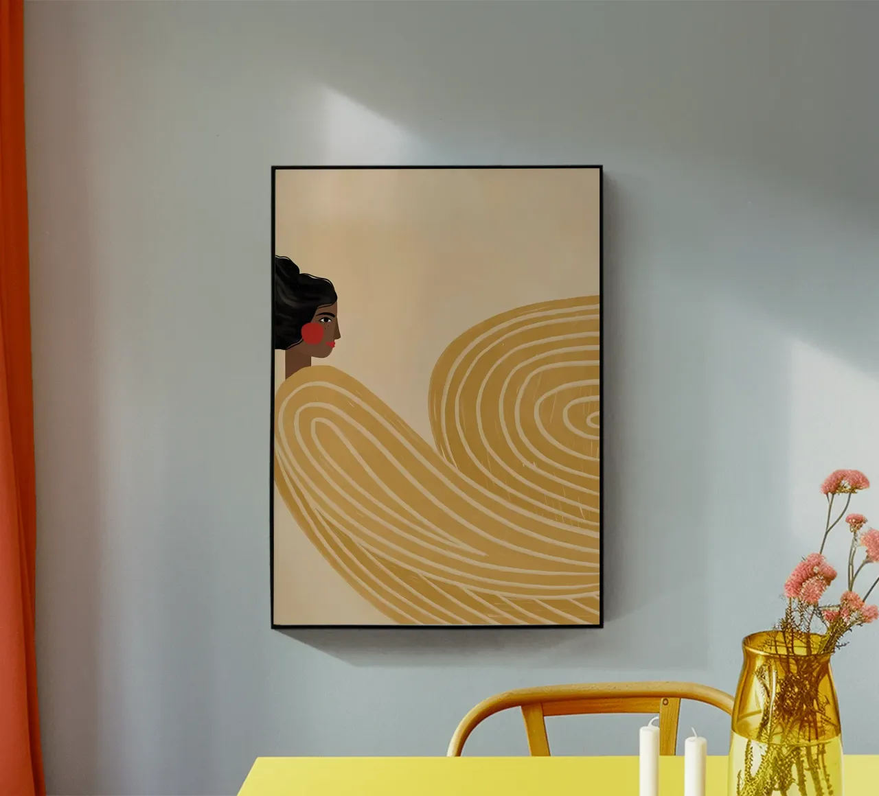 zijprofiel haar abstract-patroon acryl van Louis Butler