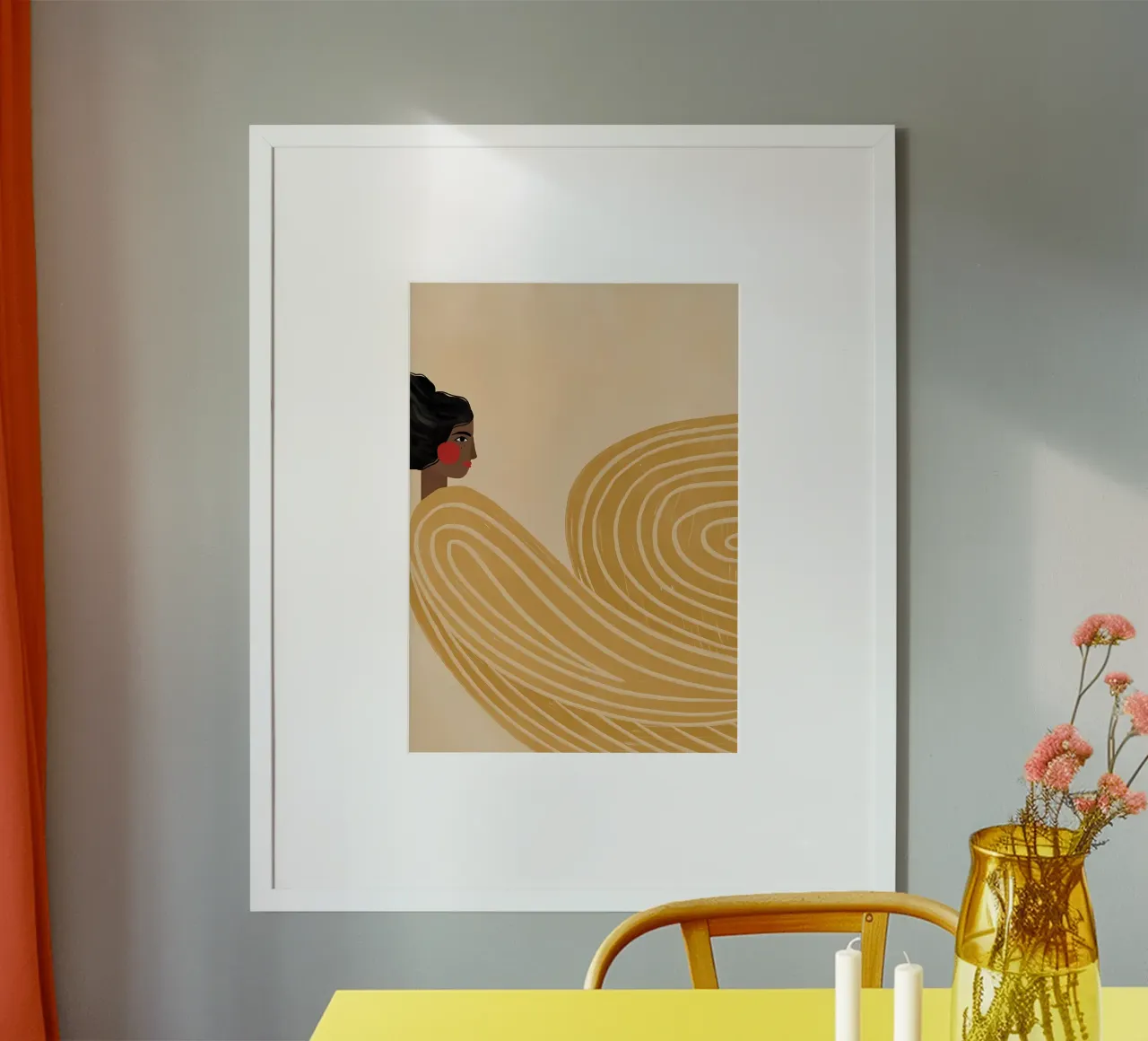 profilo laterale dei capelli modello astratto poster con telaio in legno da Louis Butler