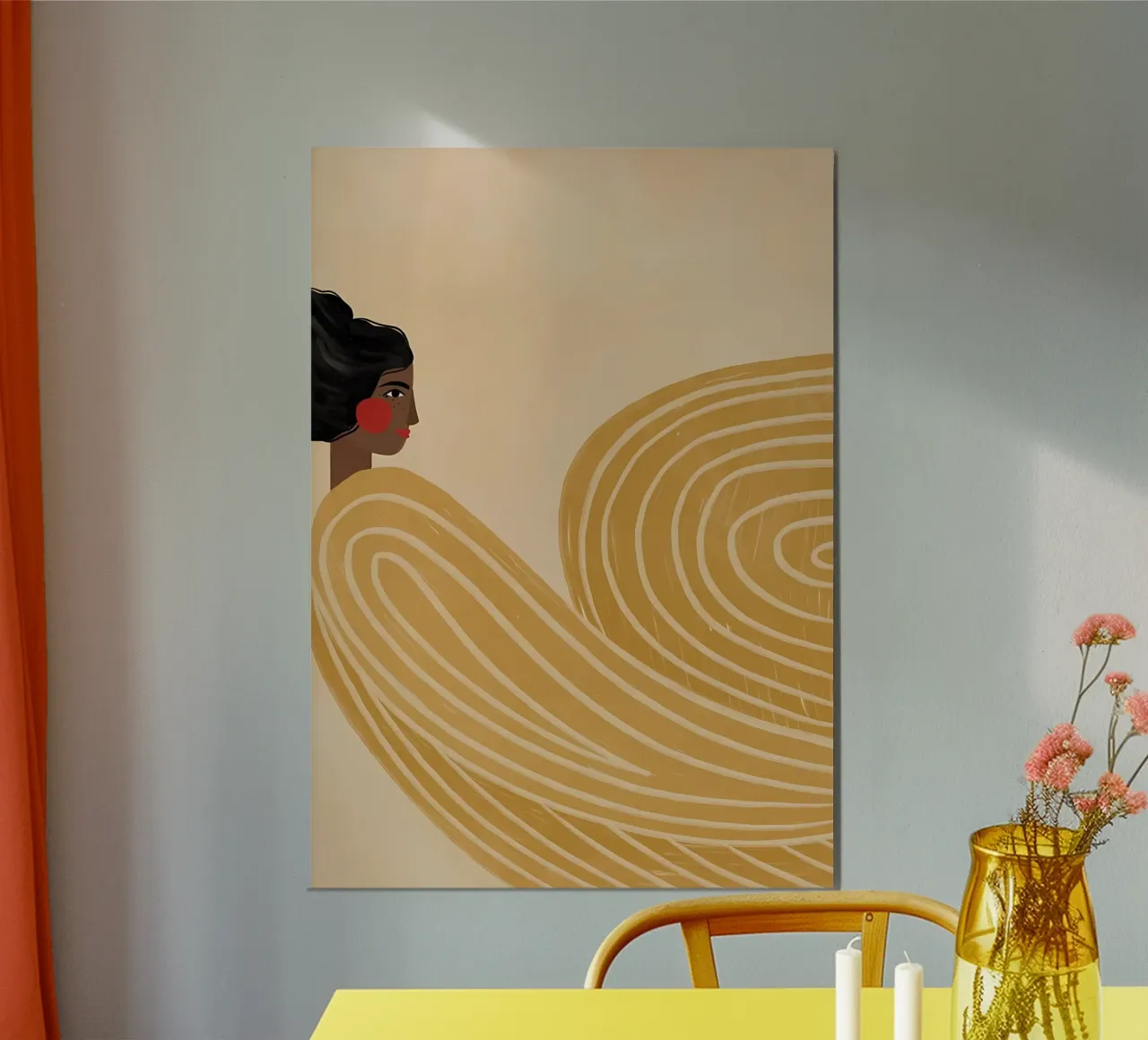 profilo laterale dei capelli modello astratto poster con telaio in legno da Louis Butler
