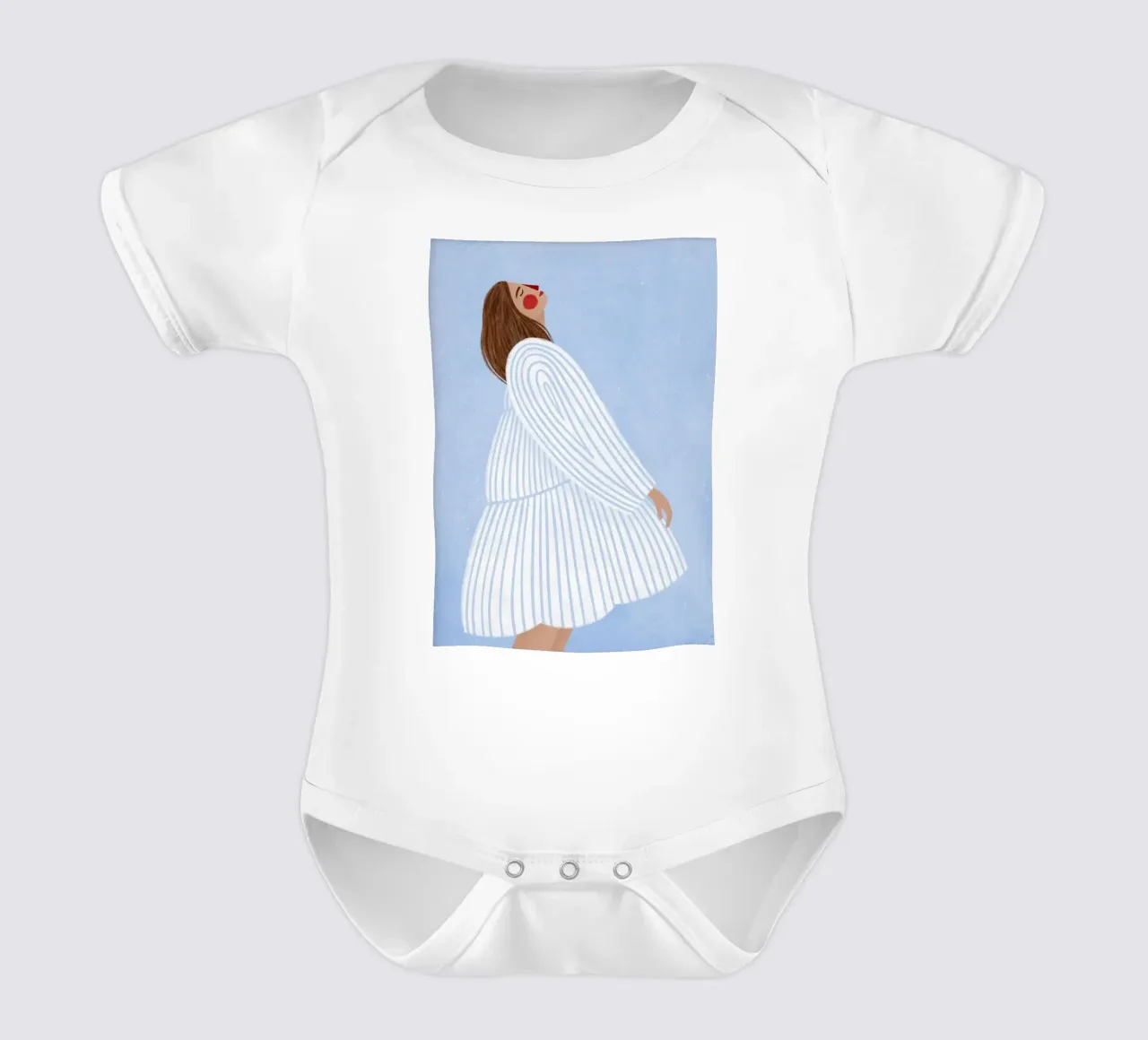 weiß gestreiftes Kleid Kurzarm Babybody von Louis Butler