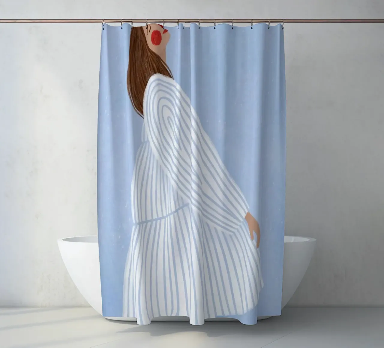 weiß gestreiftes Kleid Duschvorhang von Louis Butler