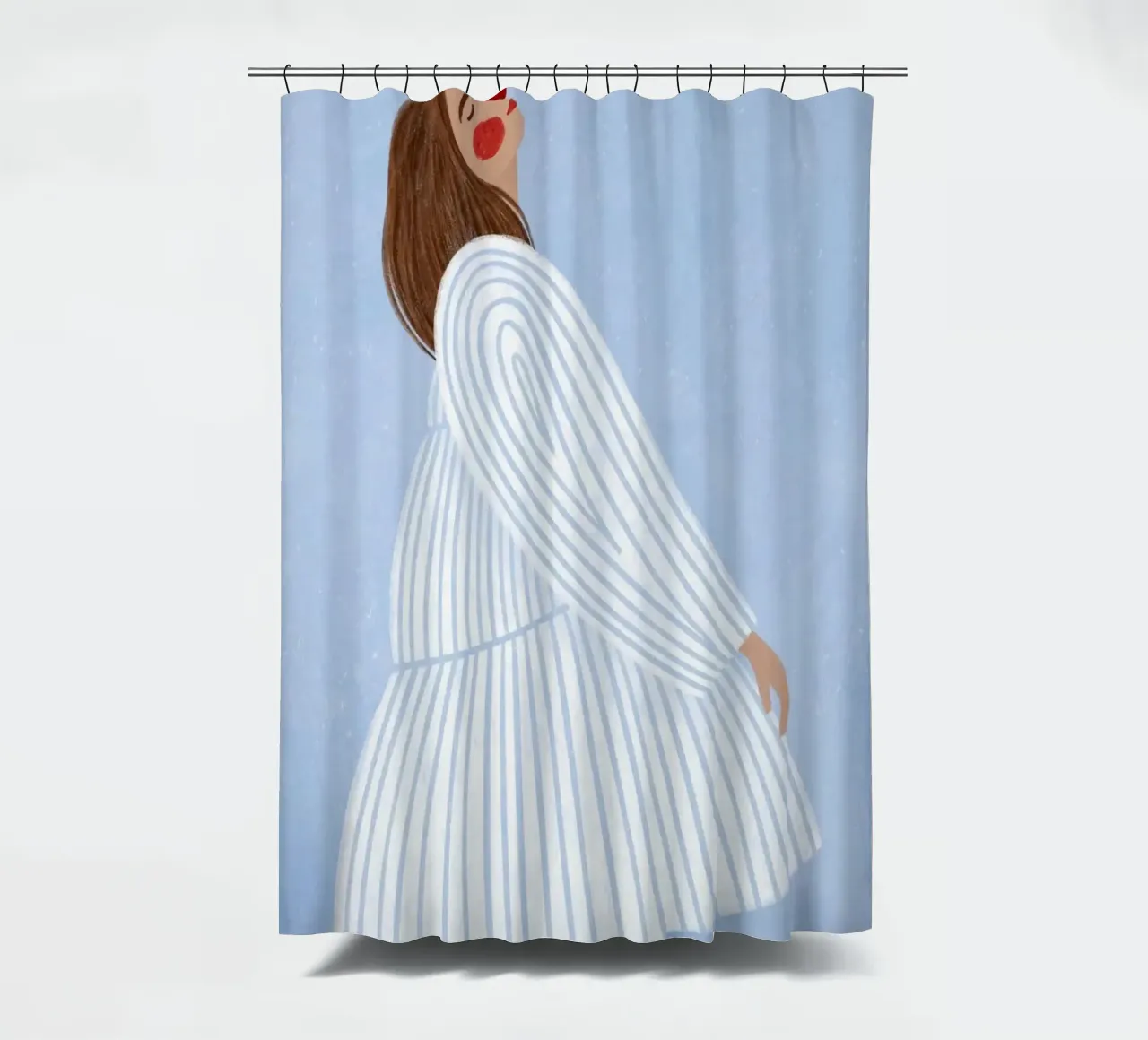 weiß gestreiftes Kleid Duschvorhang von Louis Butler