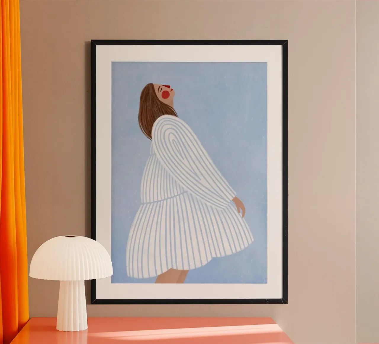 abito a righe bianche poster con telaio in alluminio da Louis Butler