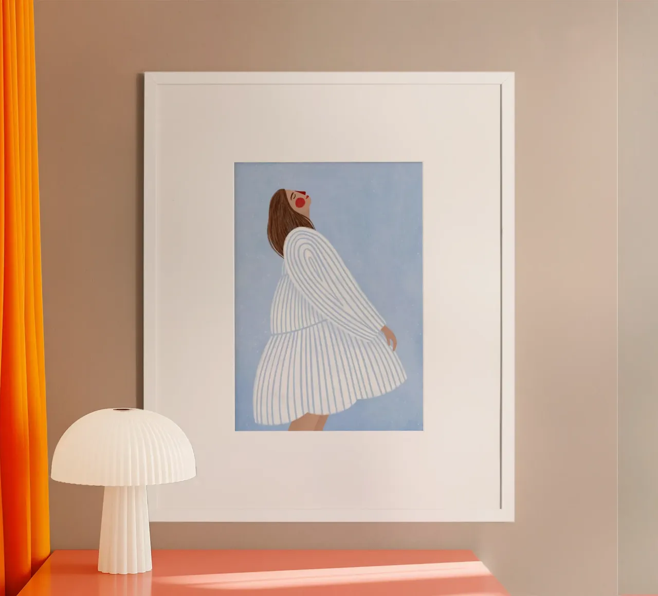 abito a righe bianche poster con telaio in alluminio da Louis Butler