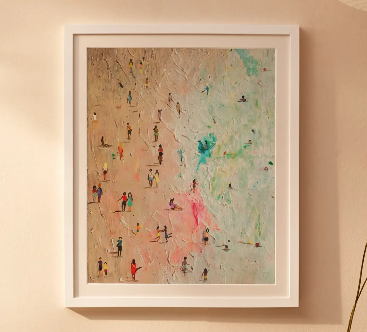 Moderne golven en leven: Impressionistisch strandlandschap poster met kunststof frame van Kunst und Kontrast