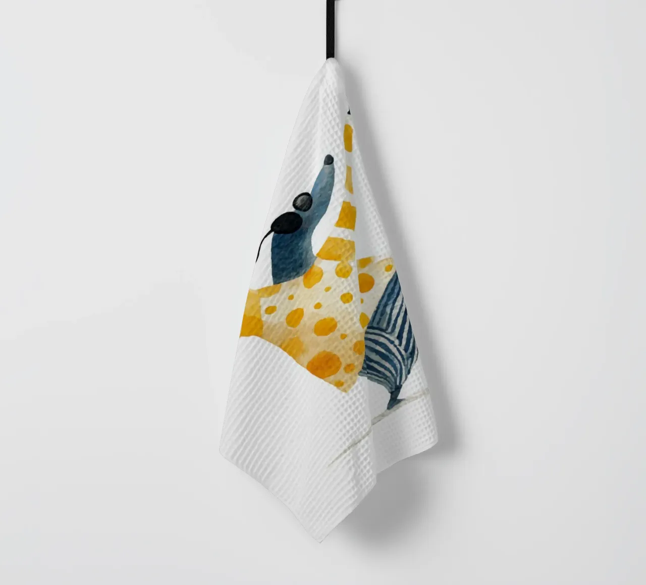 Taupe dansante en pull jaune à pois Aquarelle torchon de Modern Muse