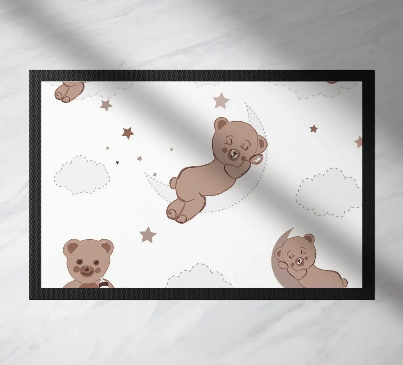Teddy bear neutral brown colored pattern doormat by gulsengunel