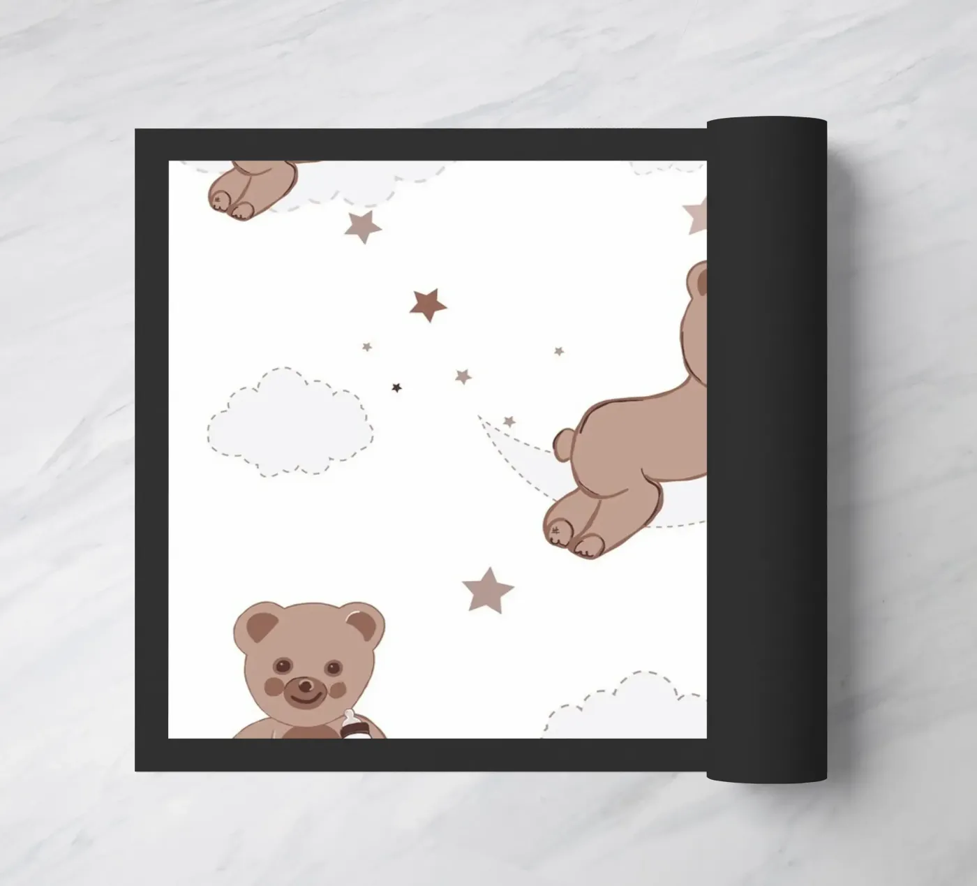 Teddy bear neutral brown colored pattern doormat by gulsengunel