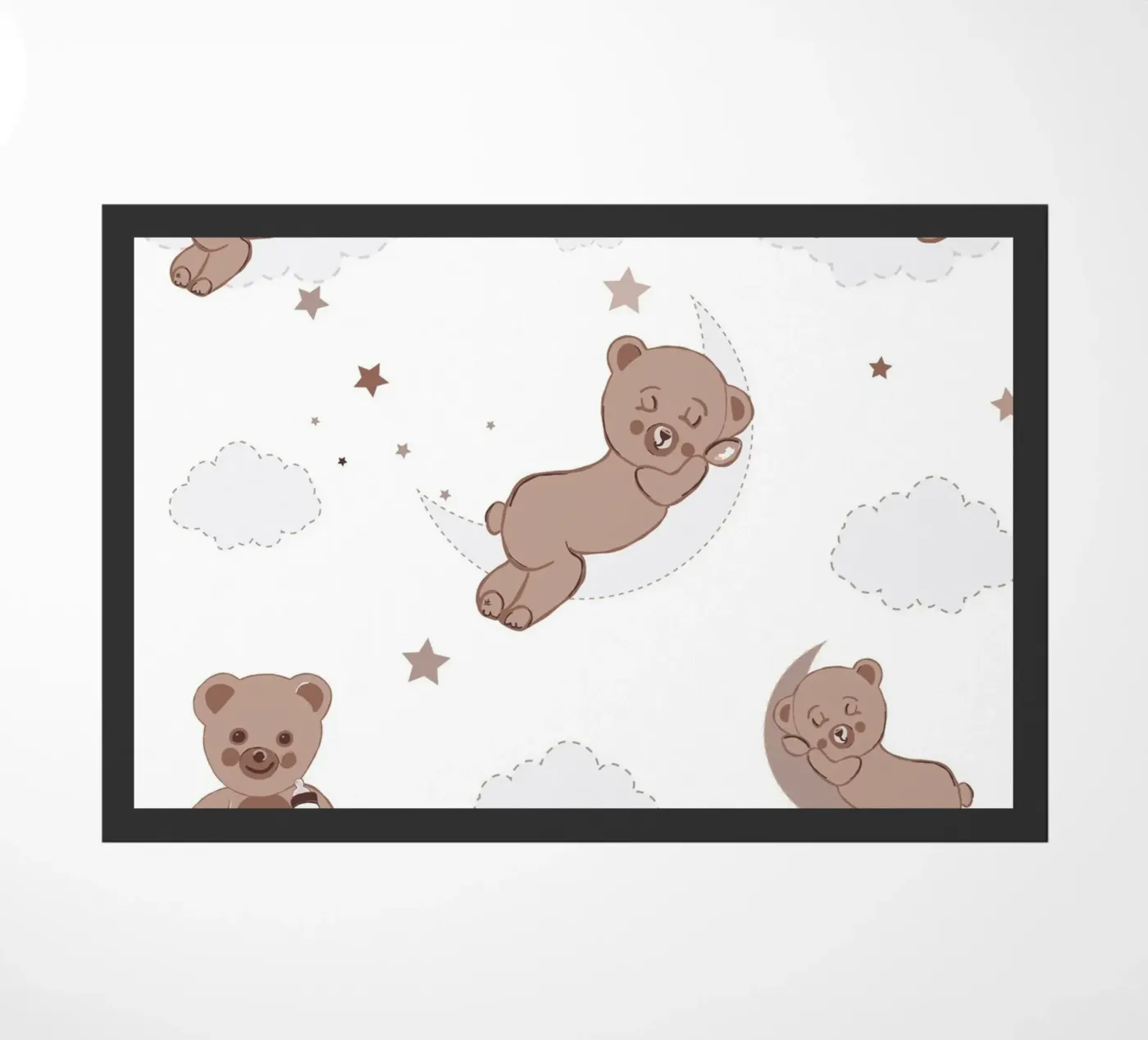 Teddy bear neutral brown colored pattern doormat by gulsengunel