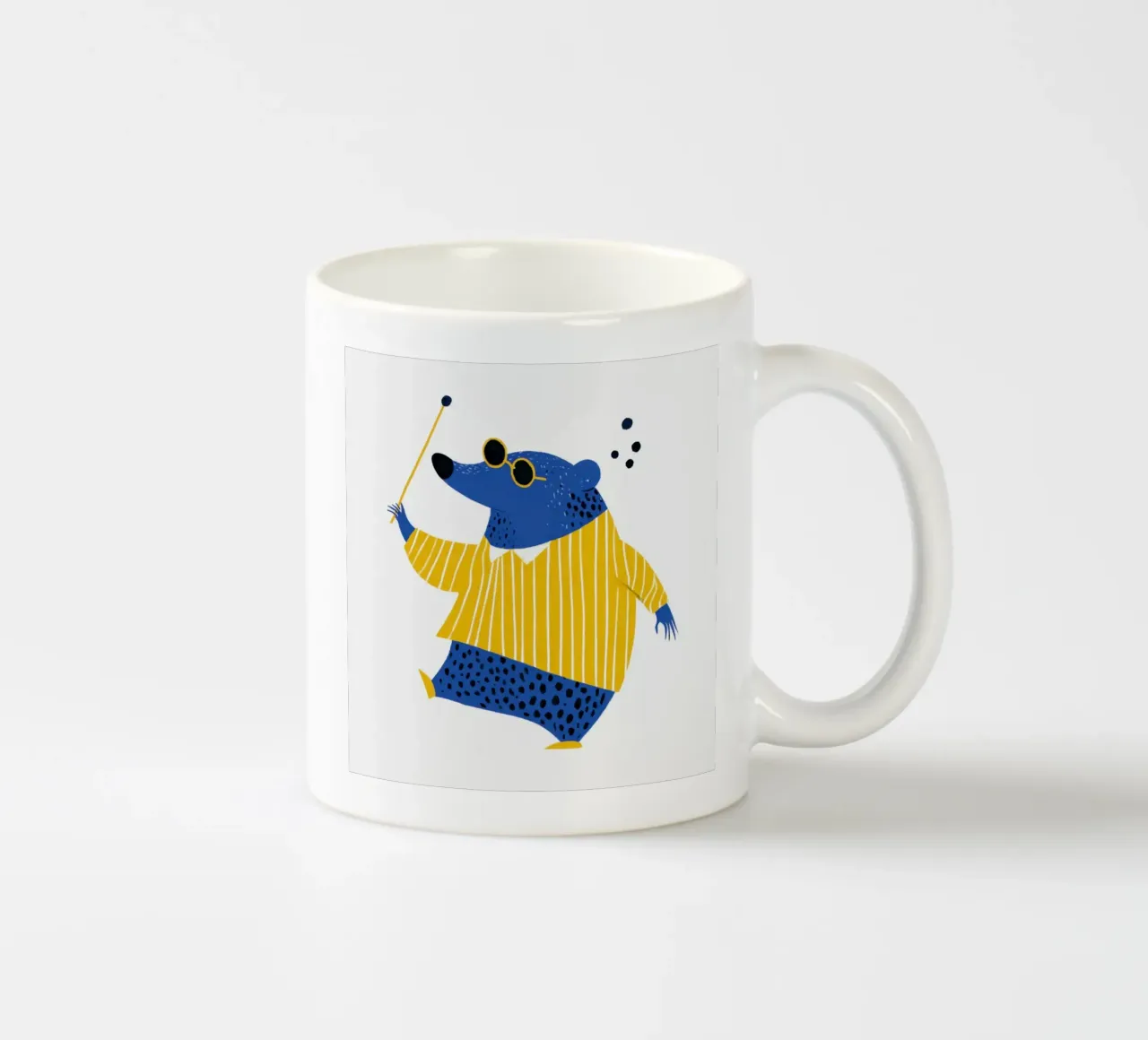 Talpa cieca con maglione giallo a righe Vivaio scandinavo tazza in ceramica da Modern Muse