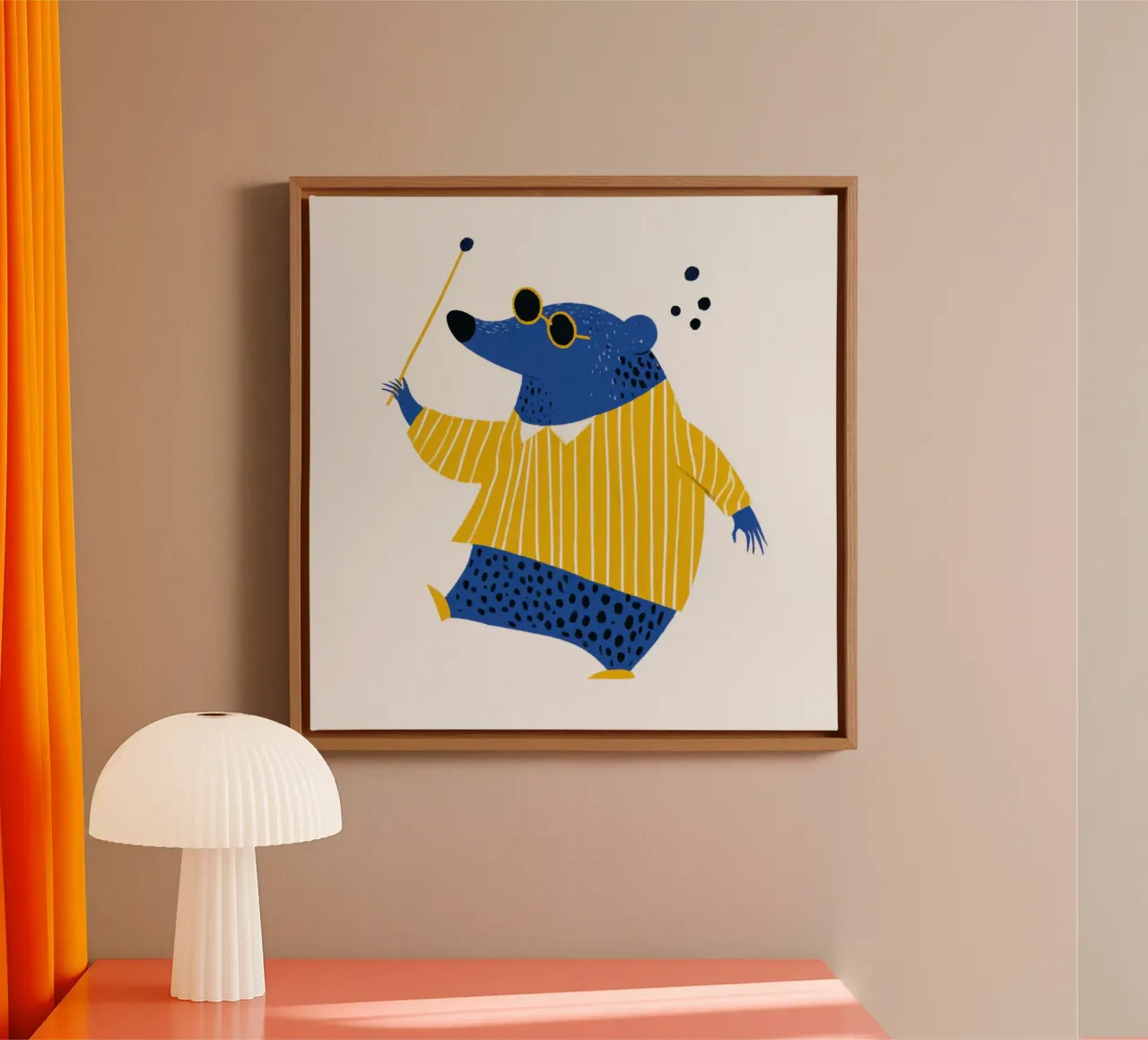 Talpa cieca con maglione giallo a righe Vivaio scandinavo tela con Cornice a cassetta da Modern Muse