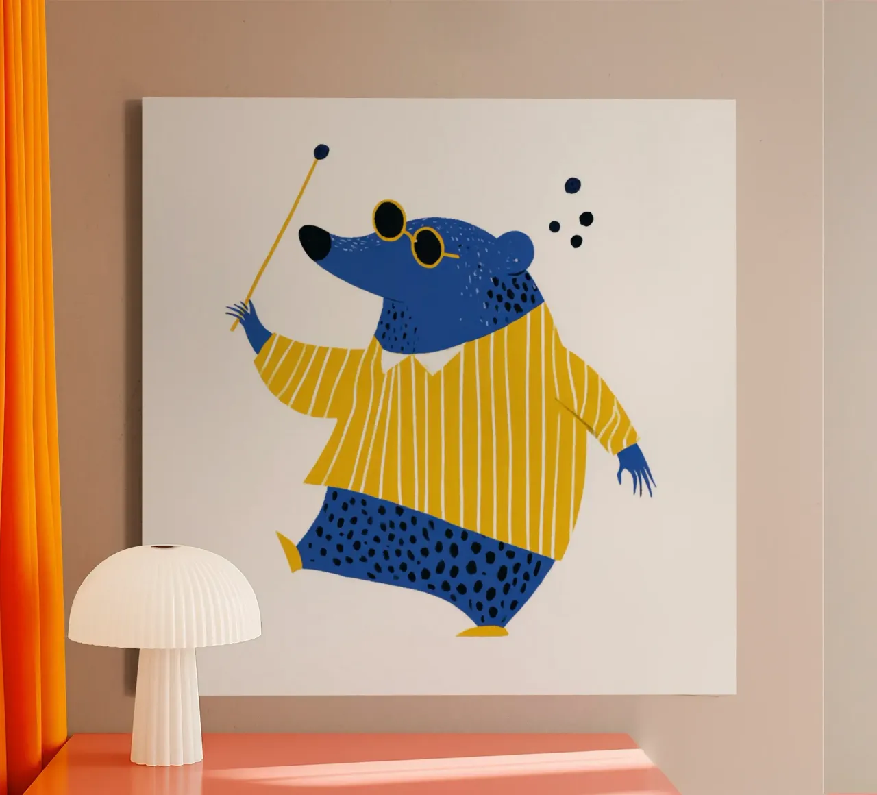 Talpa cieca con maglione giallo a righe Vivaio scandinavo tela con Cornice a cassetta da Modern Muse