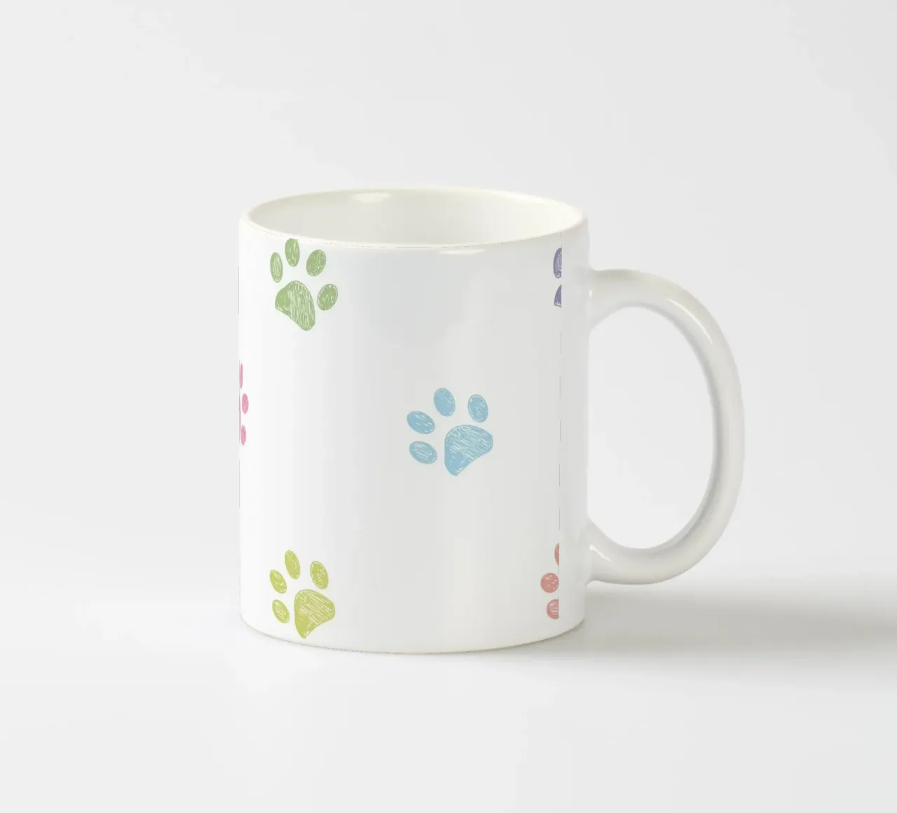 Impronte di zampe in colori pastello con sfondo bianco tazza in ceramica da gulsengunel