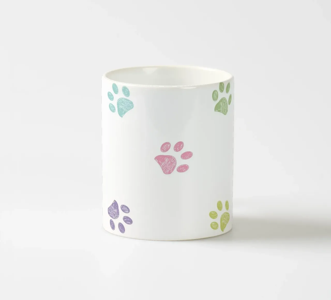 Impronte di zampe in colori pastello con sfondo bianco tazza in ceramica da gulsengunel