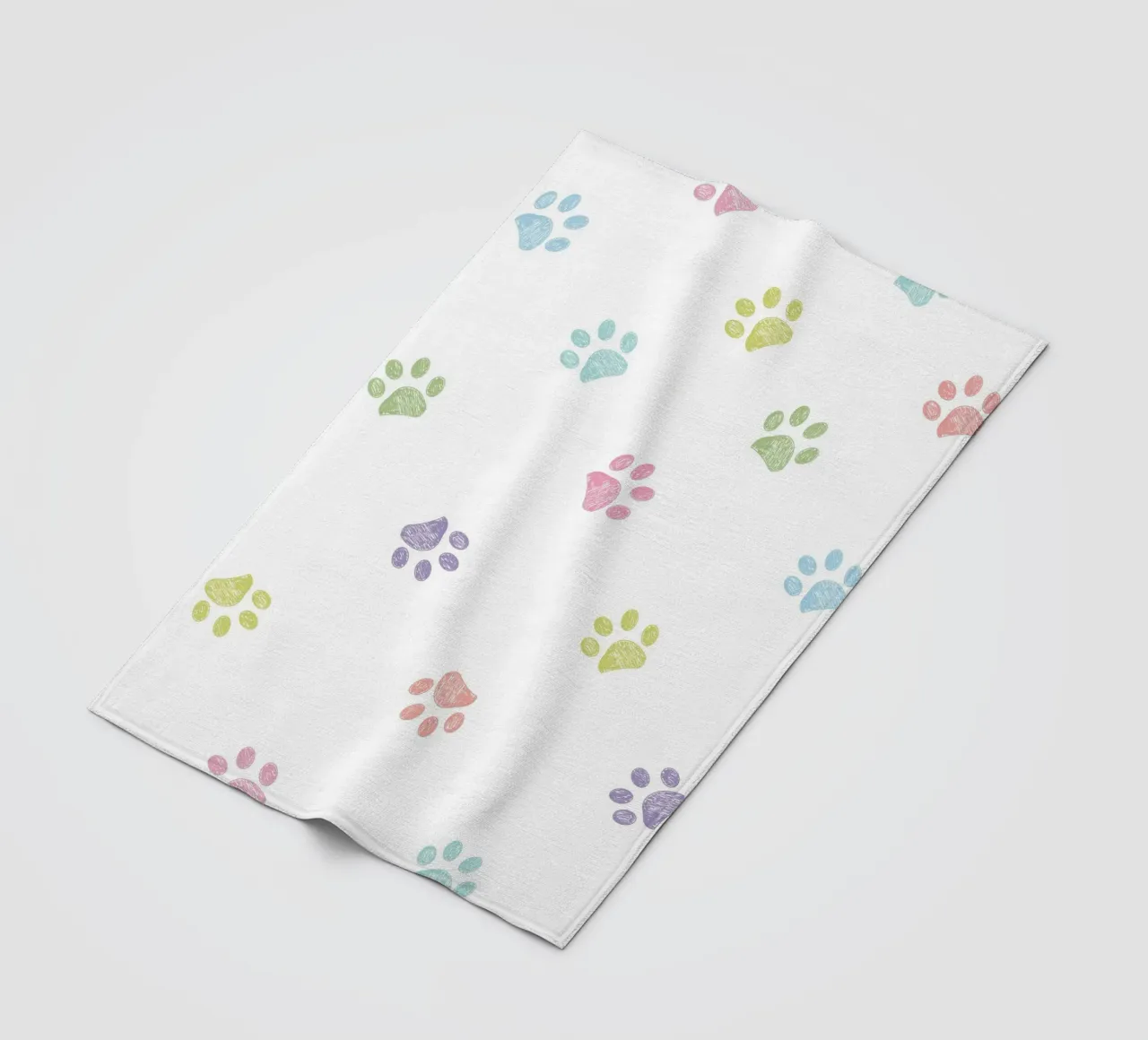 Pastel color paw prints with white background fleece blanket by gulsengunel