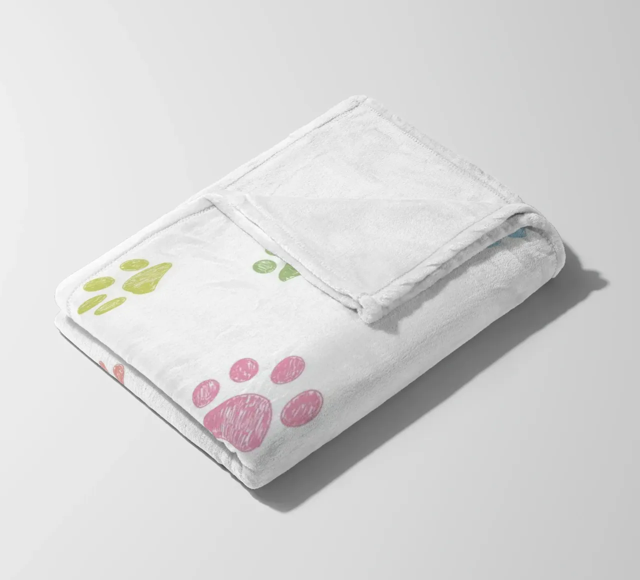 Pastel color paw prints with white background fleece blanket by gulsengunel