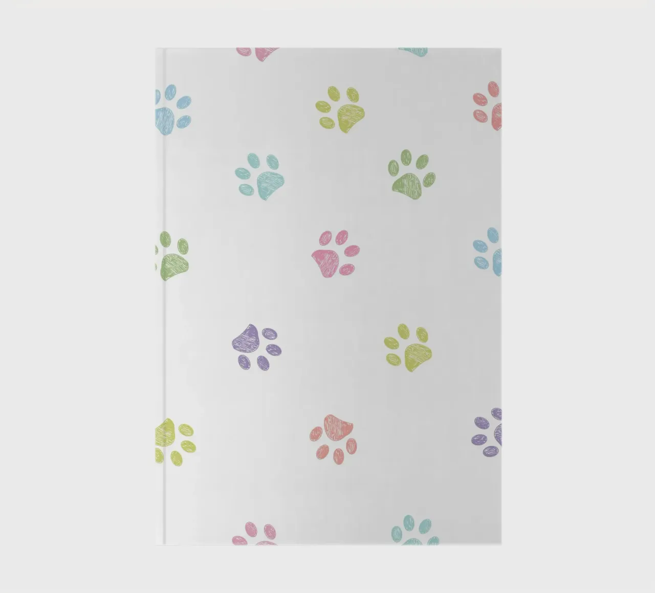 Pastel color paw prints with white background notebook by gulsengunel