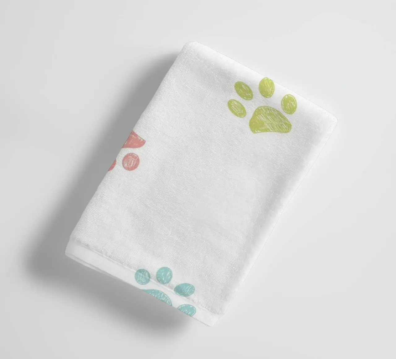 Pastel color paw prints with white background towel by gulsengunel