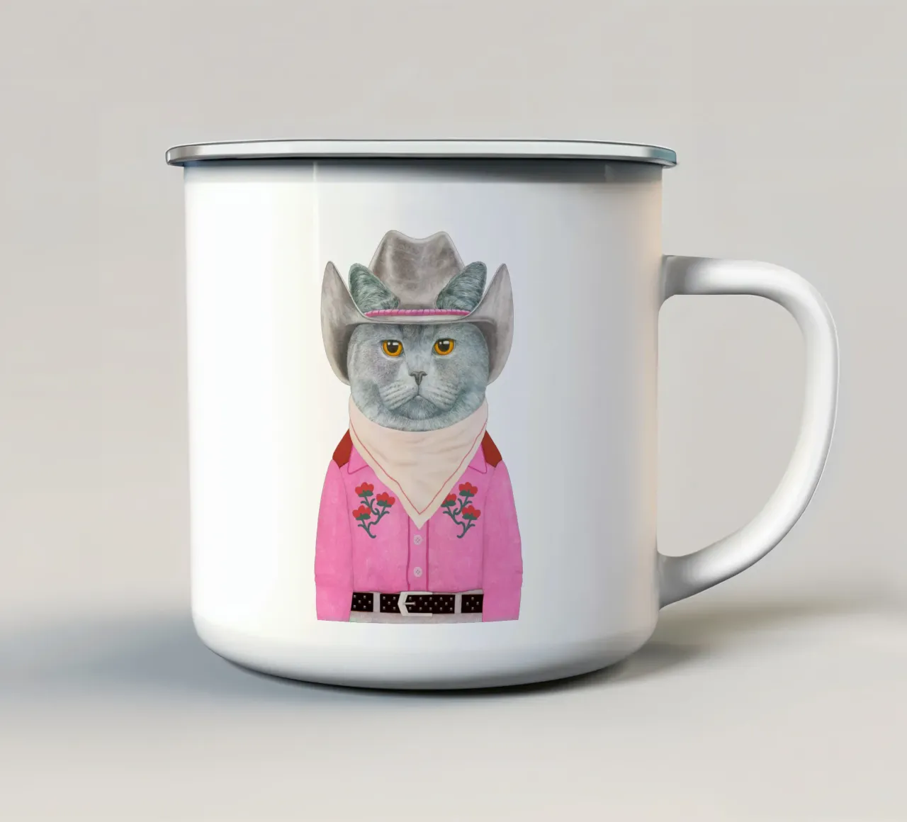 Gatto Cowboy - British Shorthair tazza in smalto da Animal Crew
