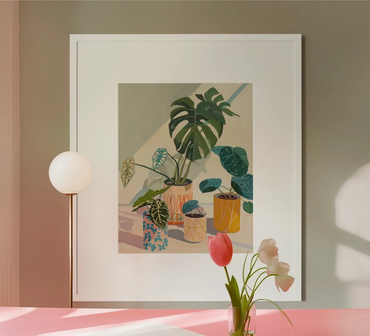 Foglie illuminate dal sole poster con telaio in legno da DaarbyN