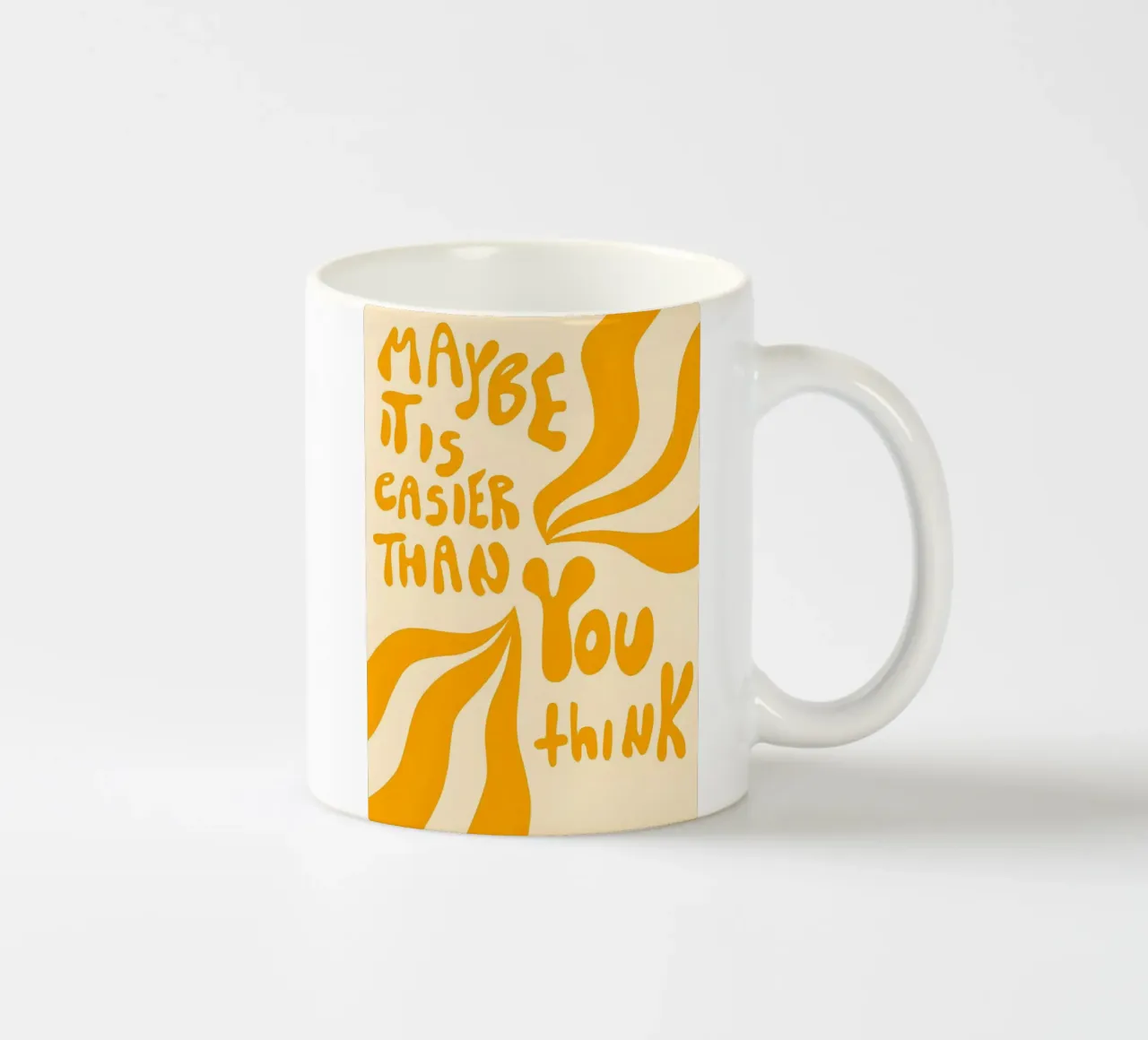 'MAYBE IT EASIER THAN YOU think' tazza in ceramica da Type & Tape