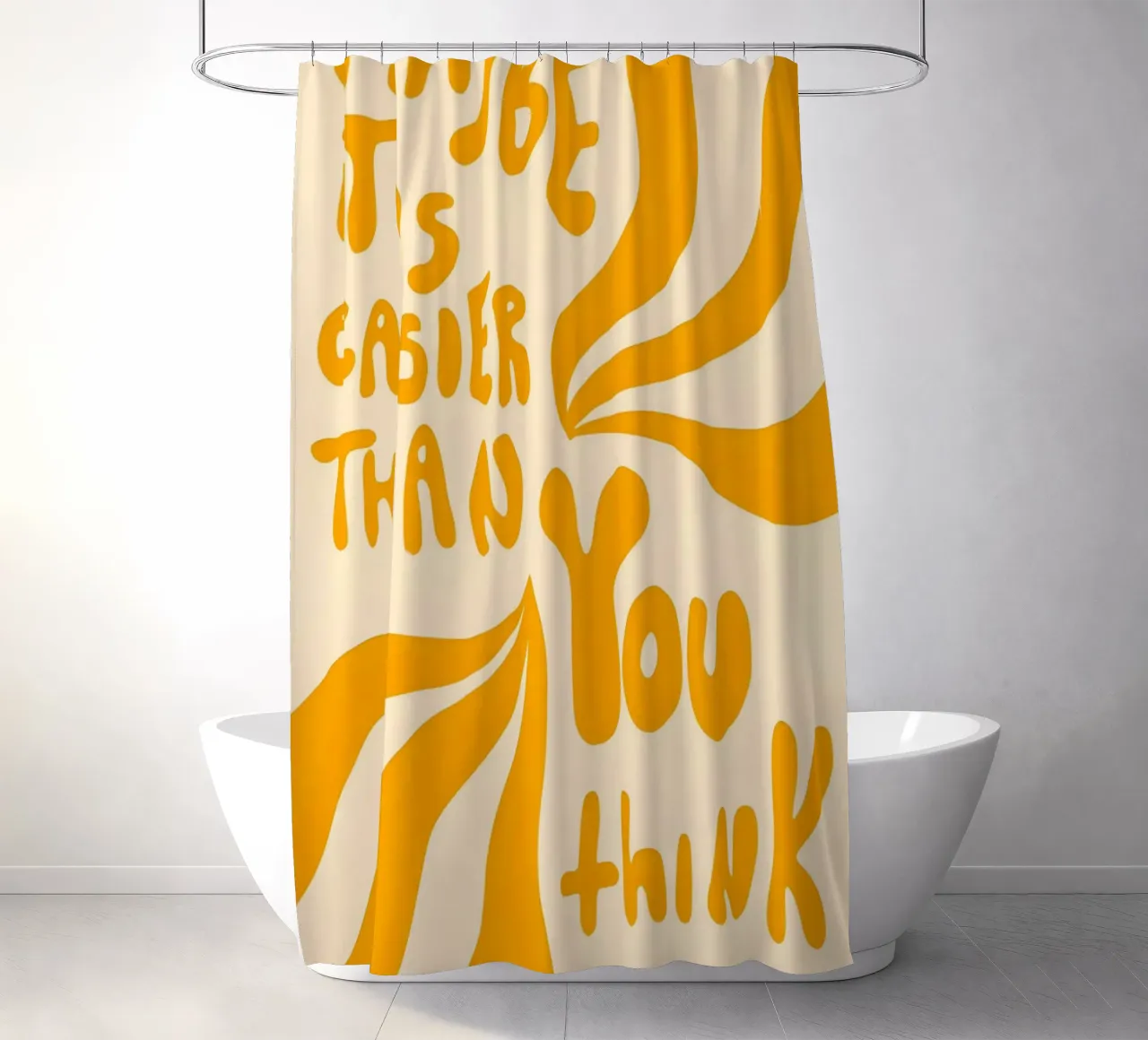 'MAYBE IT EASIER THAN YOU think' tenda da doccia da Type & Tape