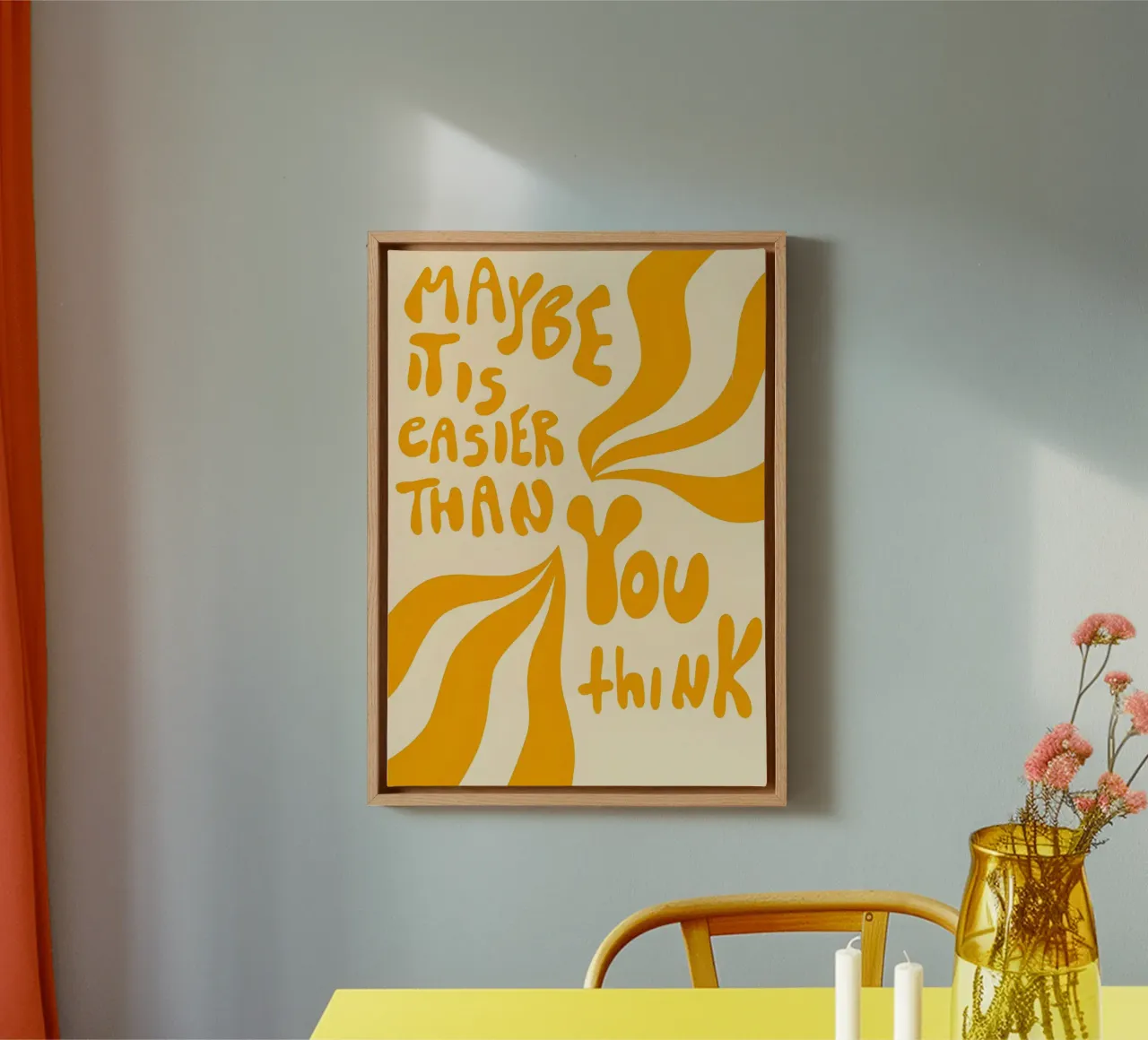 'MAYBE IT EASIER THAN YOU think' tela con Cornice a cassetta da Type & Tape