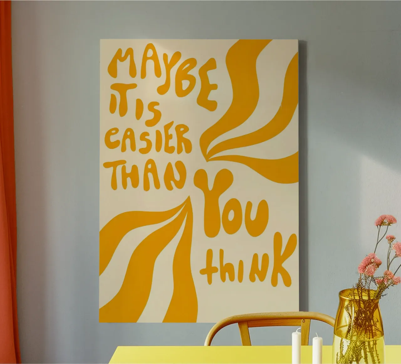 'MAYBE IT EASIER THAN YOU think' tela con Cornice a cassetta da Type & Tape