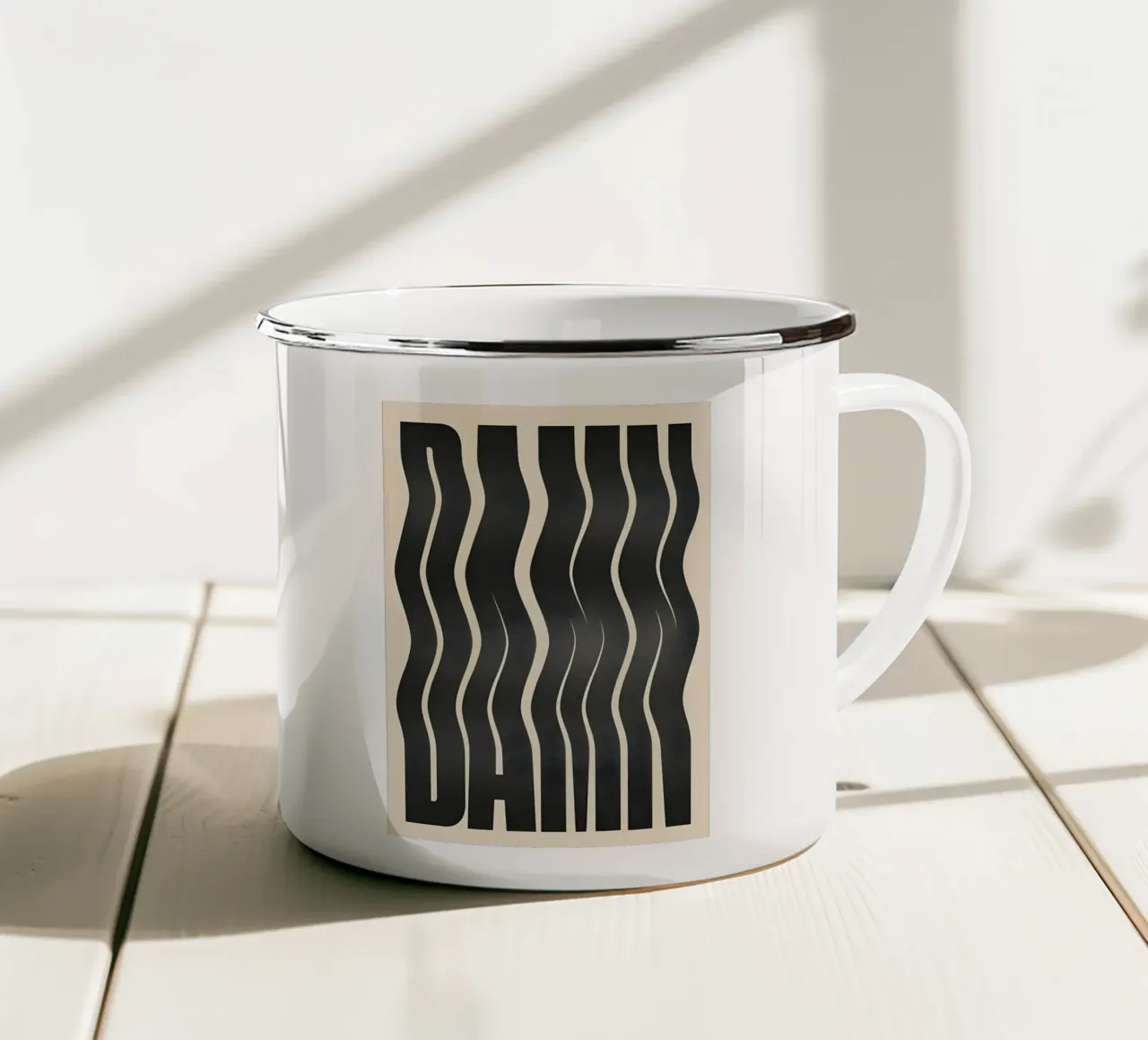 DAMN tazza in smalto da Type & Tape
