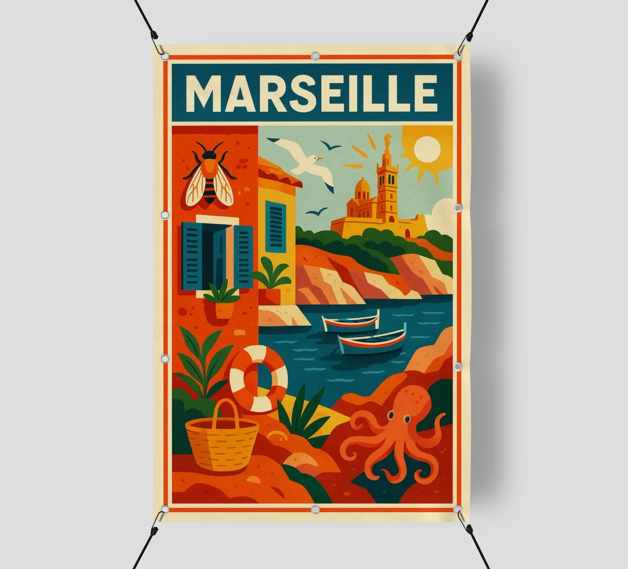 MARSIGLIA - L'éclat du Sud telo in pvc da JETLAG | affiches voyage