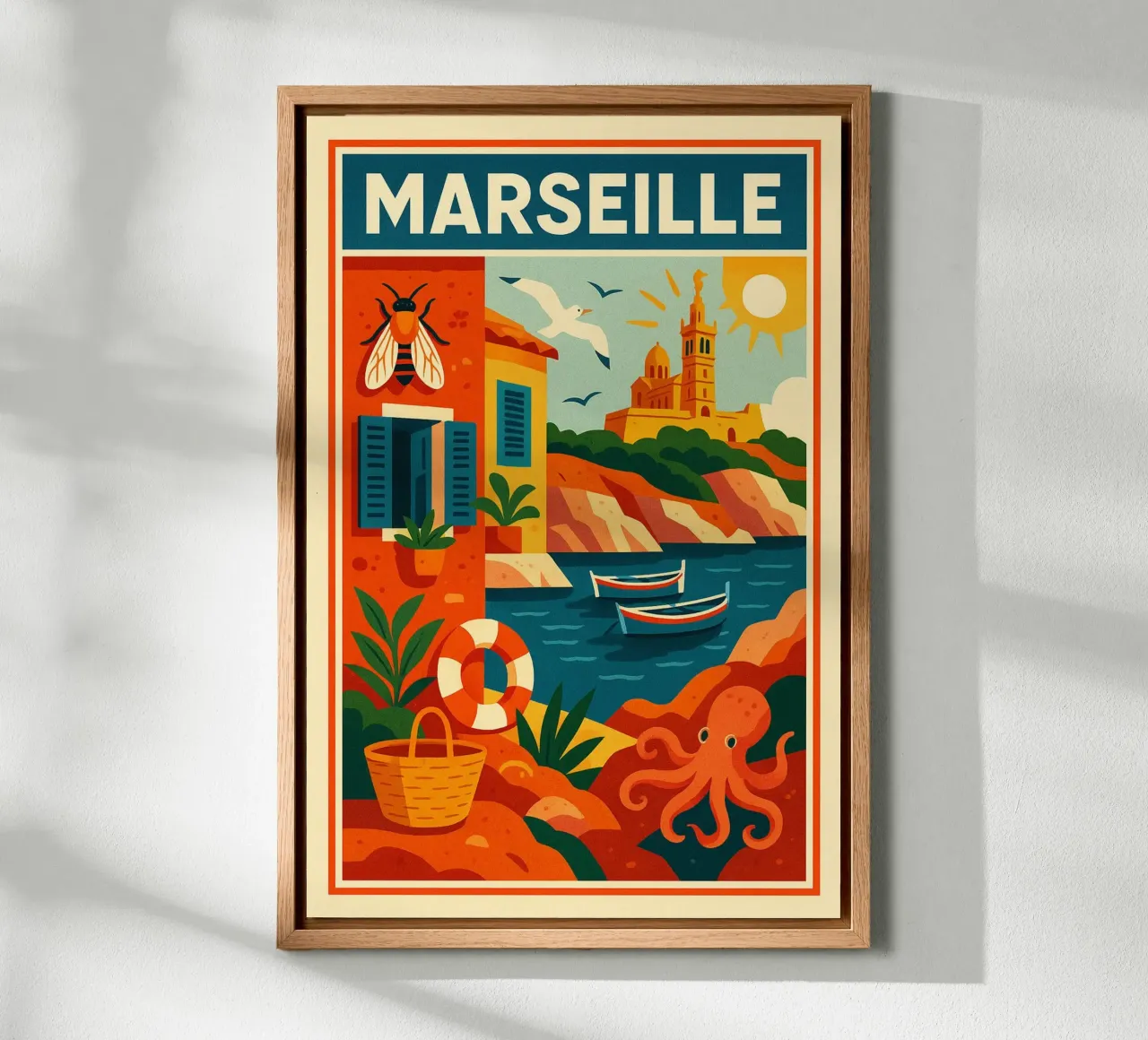 MARSIGLIA - L'éclat du Sud tela con Cornice a cassetta da JETLAG | affiches voyage