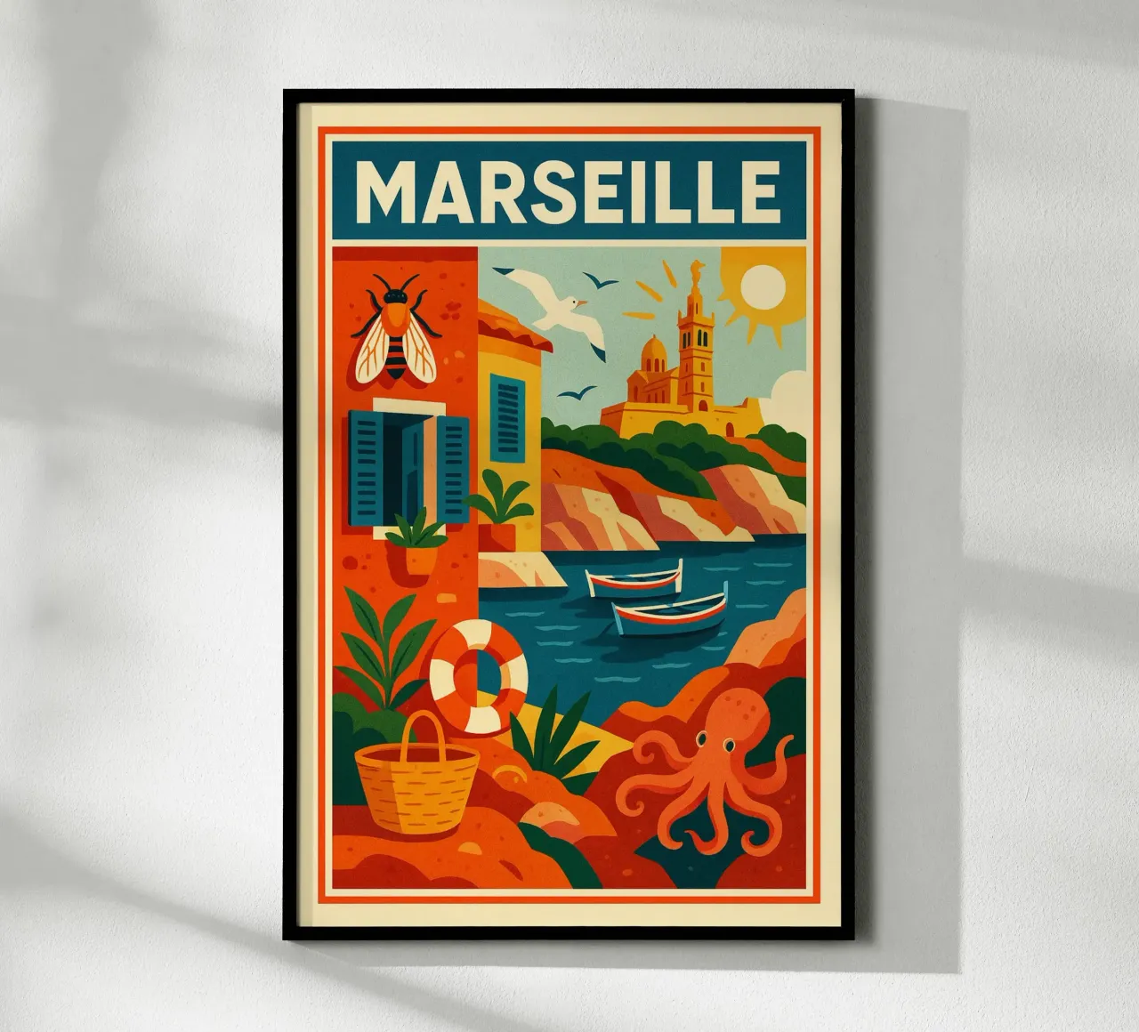 MARSIGLIA - L'éclat du Sud poster con telaio in alluminio da JETLAG | affiches voyage